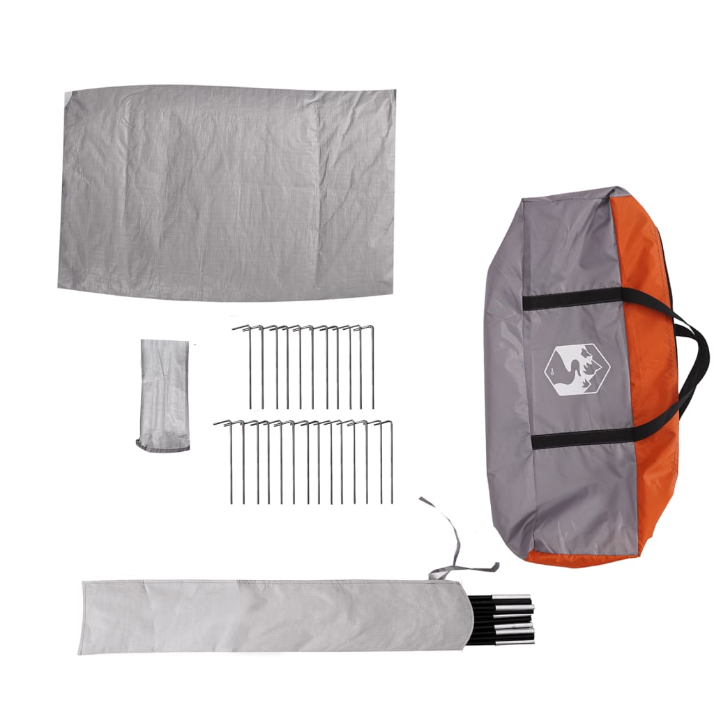 vidaXL Tienda de camping con túnel 4 personas impermeable gris naranja