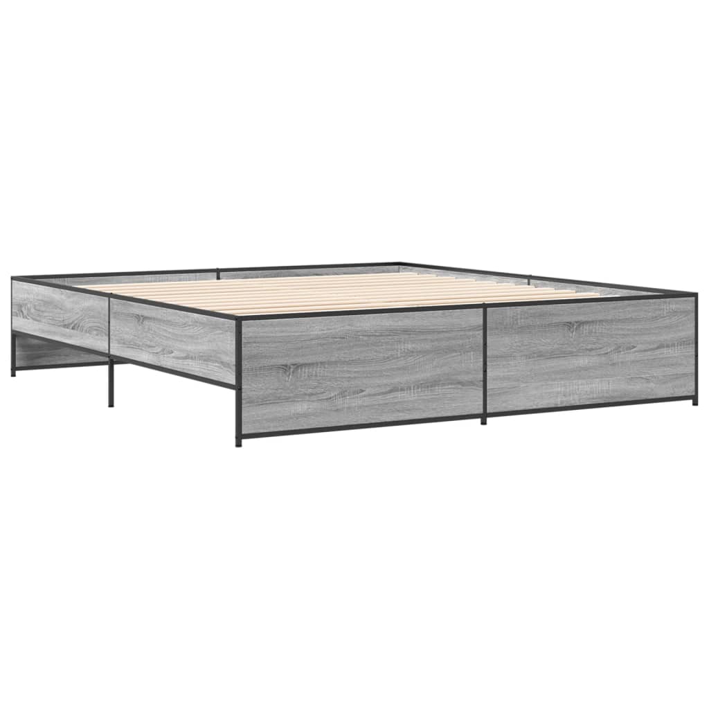 vidaXL Estructura cama madera ingeniería metal gris Sonoma 200x200 cm