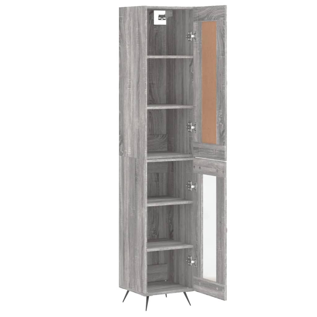 vidaXL Aparador alto madera contrachapada gris Sonoma 34,5x34x180 cm