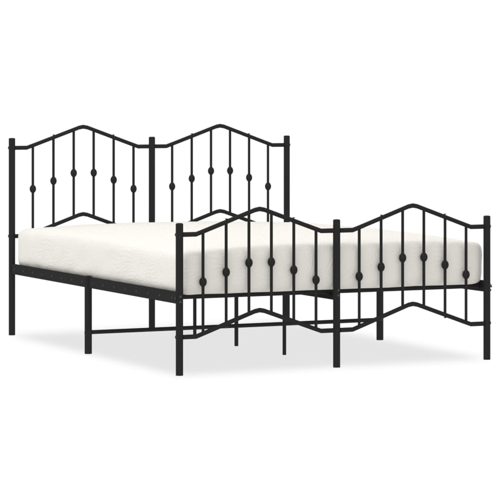 vidaXL Estructura cama sin colchón con estribo metal negro 135x190 cm