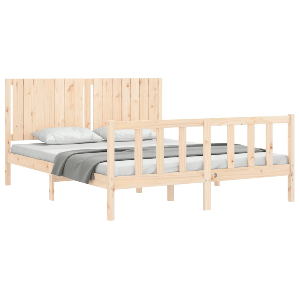 vidaXL Estructura de cama con cabecero madera maciza 160x200 cm