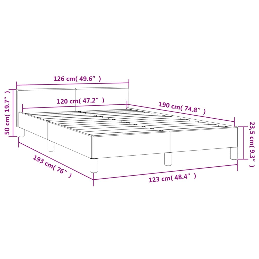 vidaXL Estructura de cama con cabecero tela negro 120x190 cm