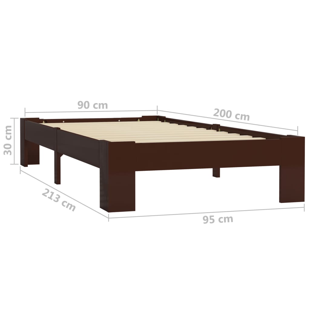 vidaXL Estructura cama sin colchón madera pino marrón oscuro 90x200 cm