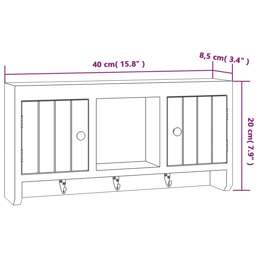 vidaXL Armario para llaves blanco contrachapada y acero 40x8,5x20 cm