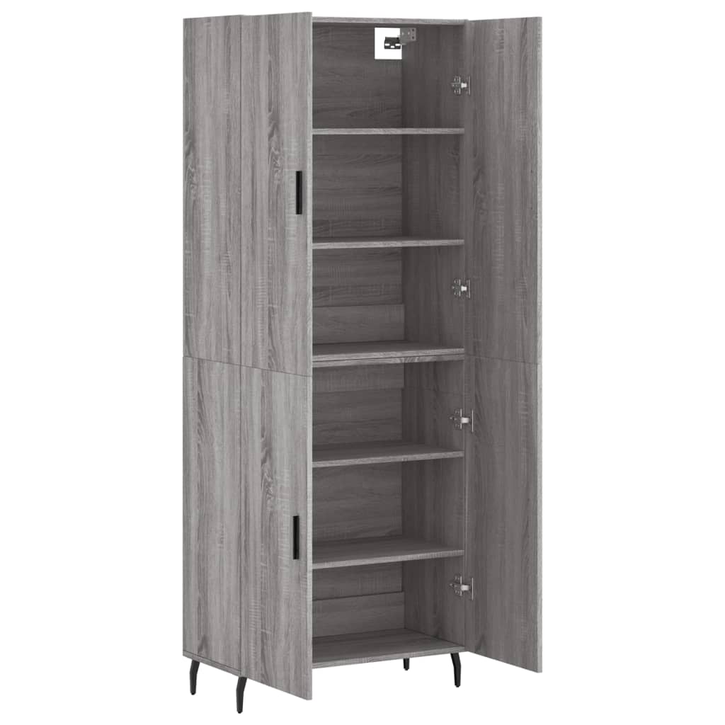 vidaXL Aparador alto madera contrachapada gris sonoma 69,5x34x180 cm