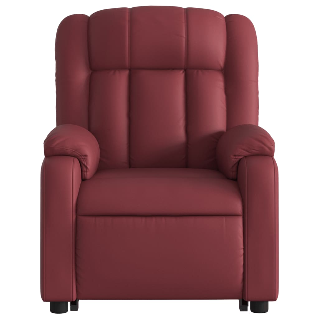 vidaXL Sillón elevable eléctrico cuero artificial rojo tinto