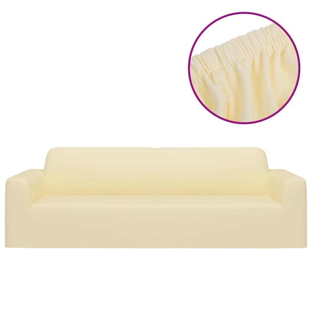 vidaXL Funda elástica para sillón de 3 plazas poliéster jersey crema