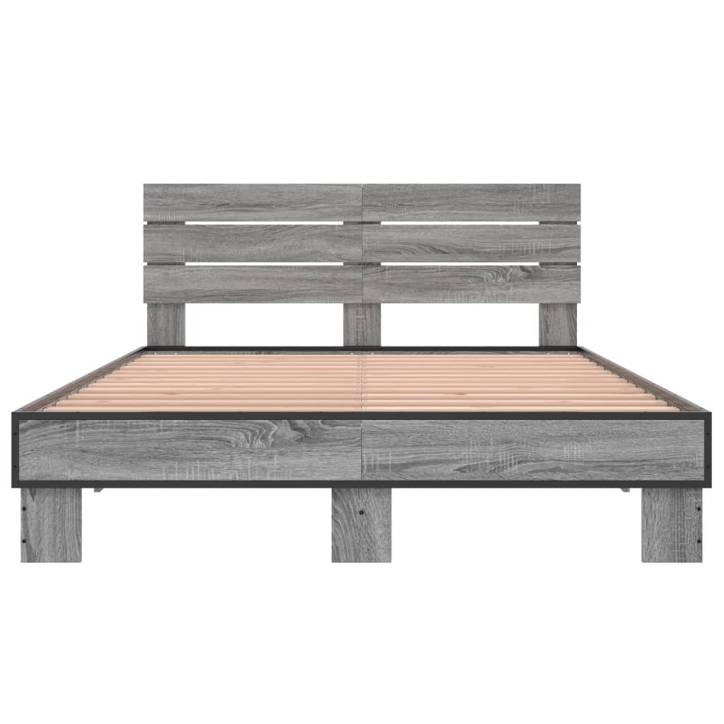 vidaXL Estructura cama madera ingeniería metal gris Sonoma 120x200 cm