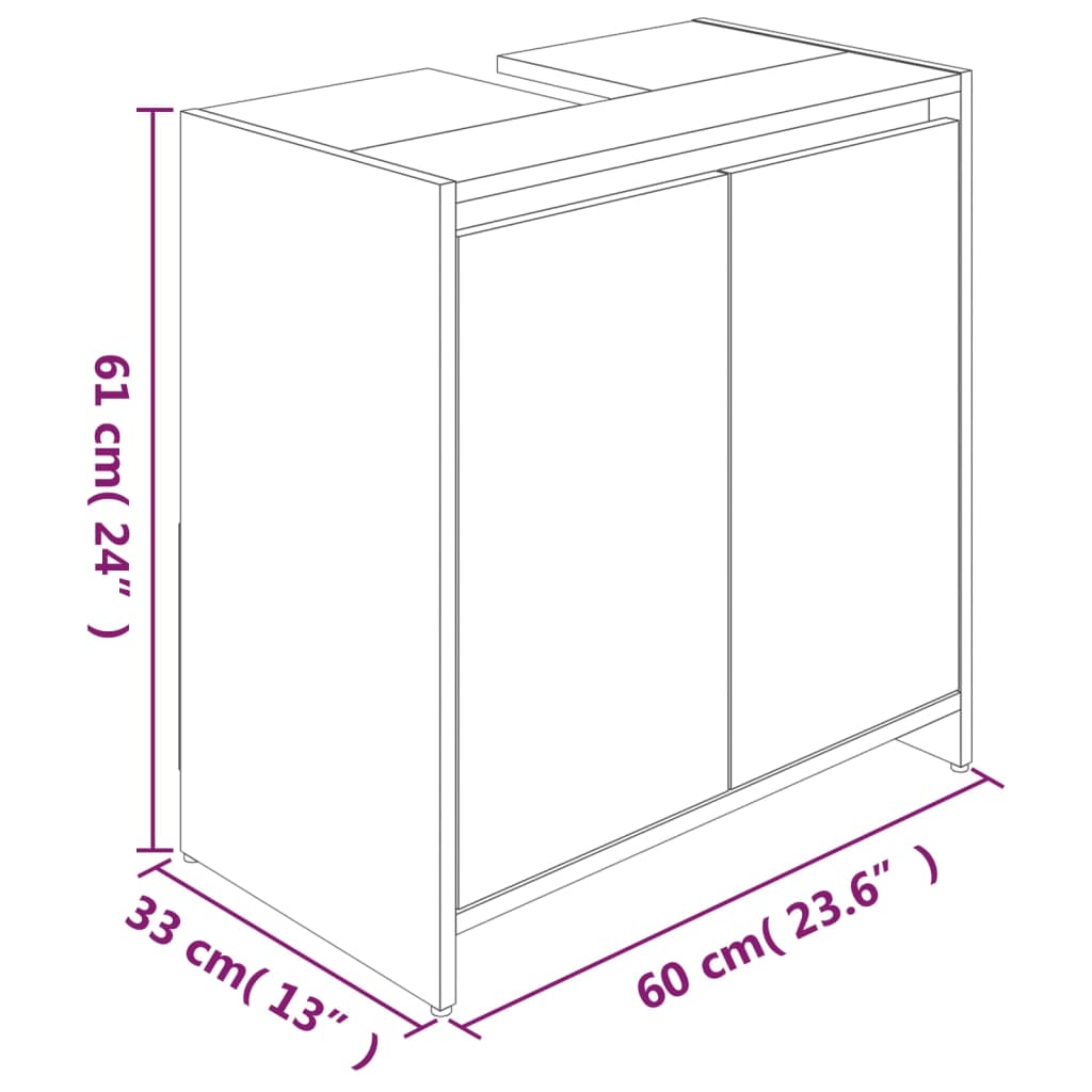 vidaXL Armario de baño madera contrachapada gris Sonoma 60x33x61 cm