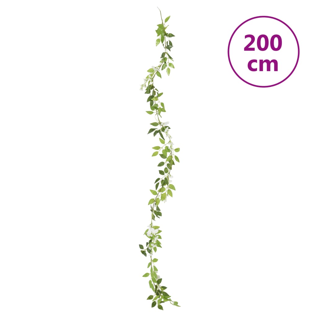 vidaXL Guirnaldas de flores de Navidad 6 uds blanco 200 cm