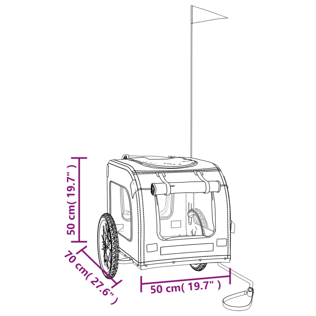 vidaXL Remolque de bicicleta mascotas hierro tela Oxford negro