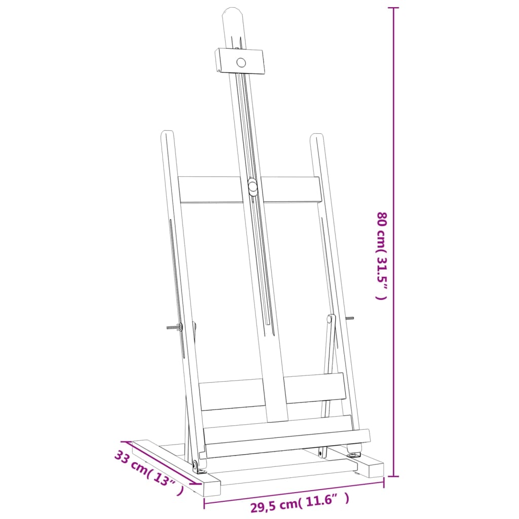 vidaXL Caballete de sobremesa madera maciza pino 29,5x33x80 cm