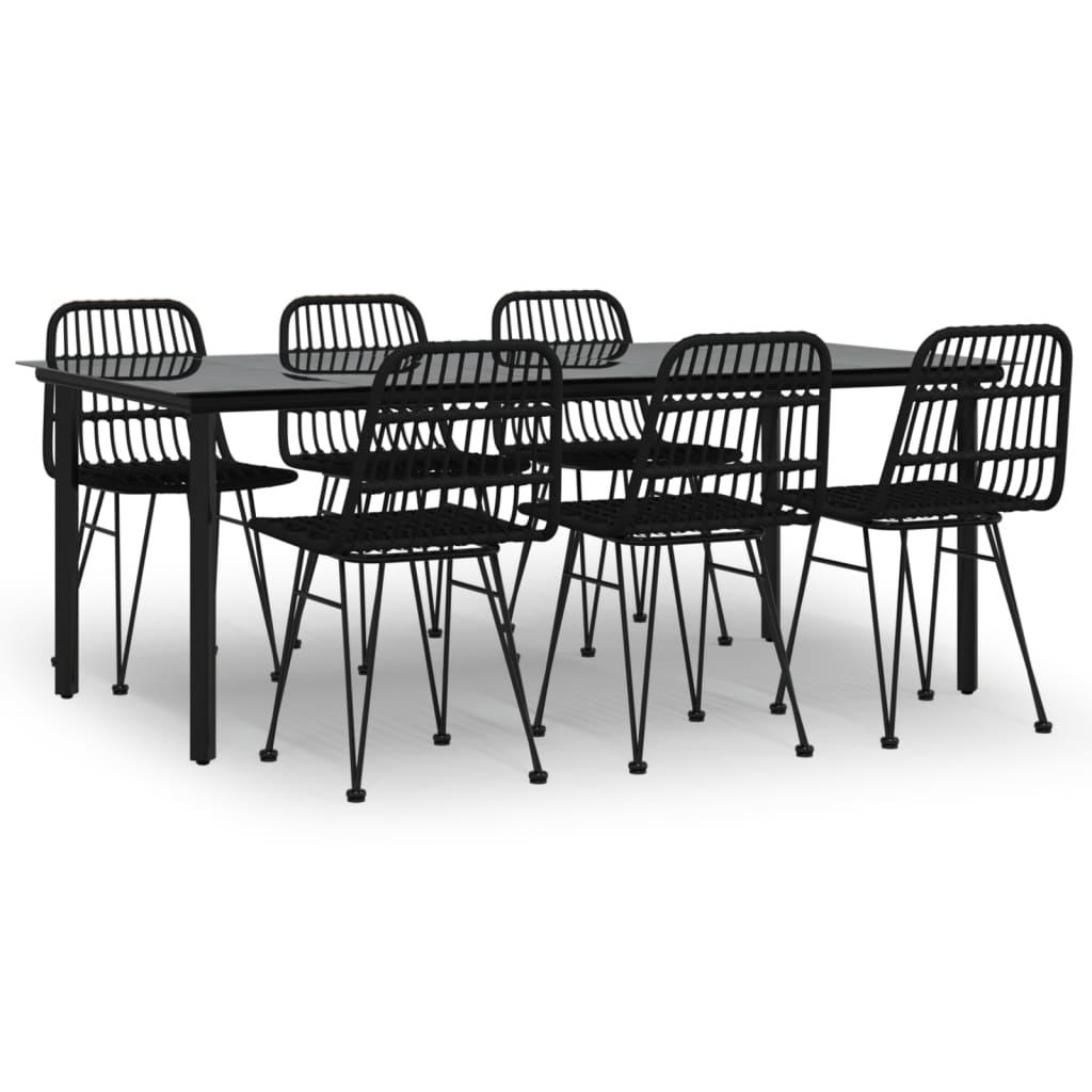 vidaXL Juego de comedor de jardín 7 piezas ratán sintético negro