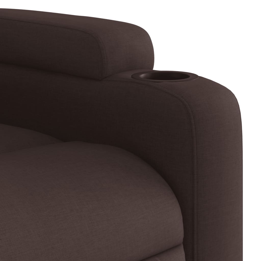 vidaXL Sillón reclinable eléctrico tela marrón oscuro