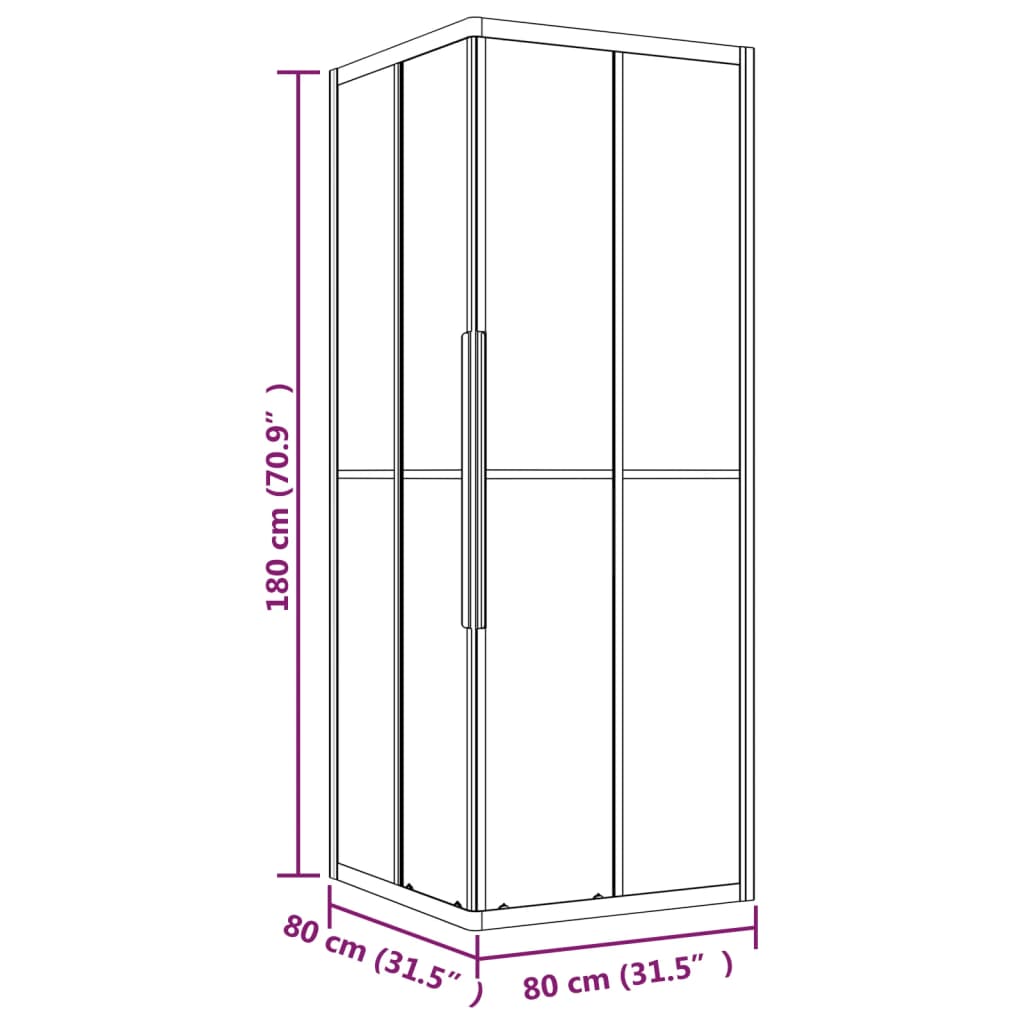 vidaXL Cabina de ducha ESG semiesmerilado negro 80x80x180 cm