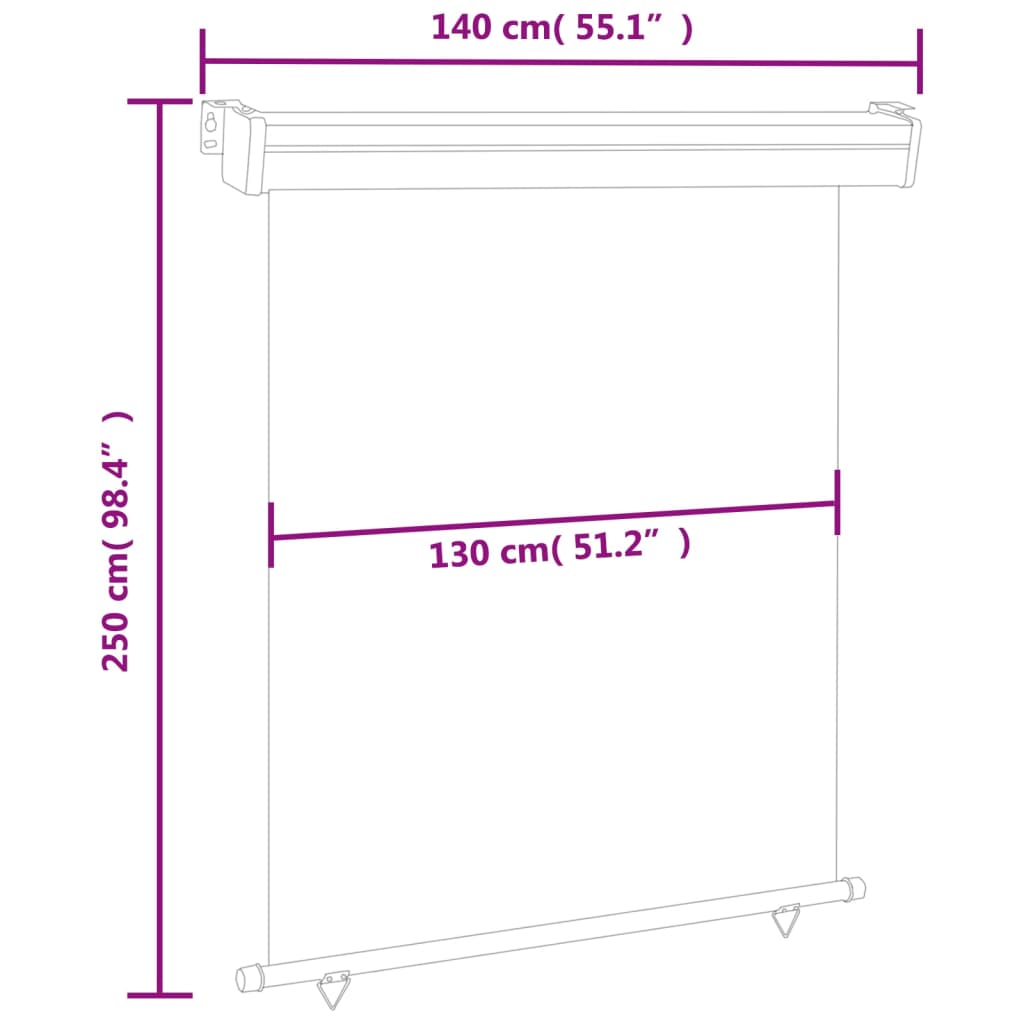 vidaXL Toldo lateral de balcón marrón 145x250 cm