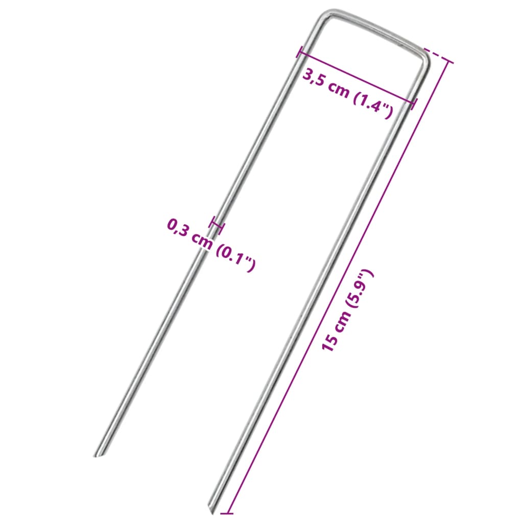 vidaXL Clavijas de tierra forma U 25 uds acero galvanizado 15x3,5 cm