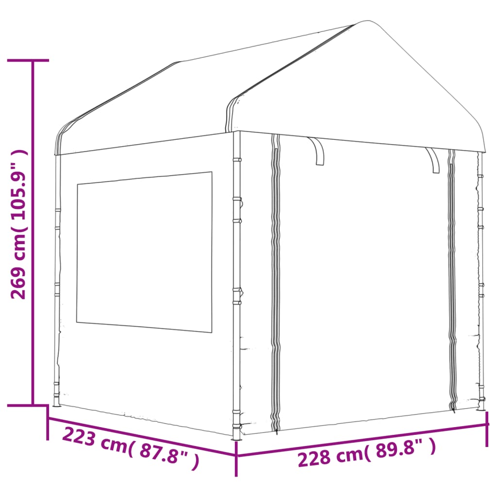 vidaXL Cenador con techo polietileno blanco 17,84x2,28x2,69 m