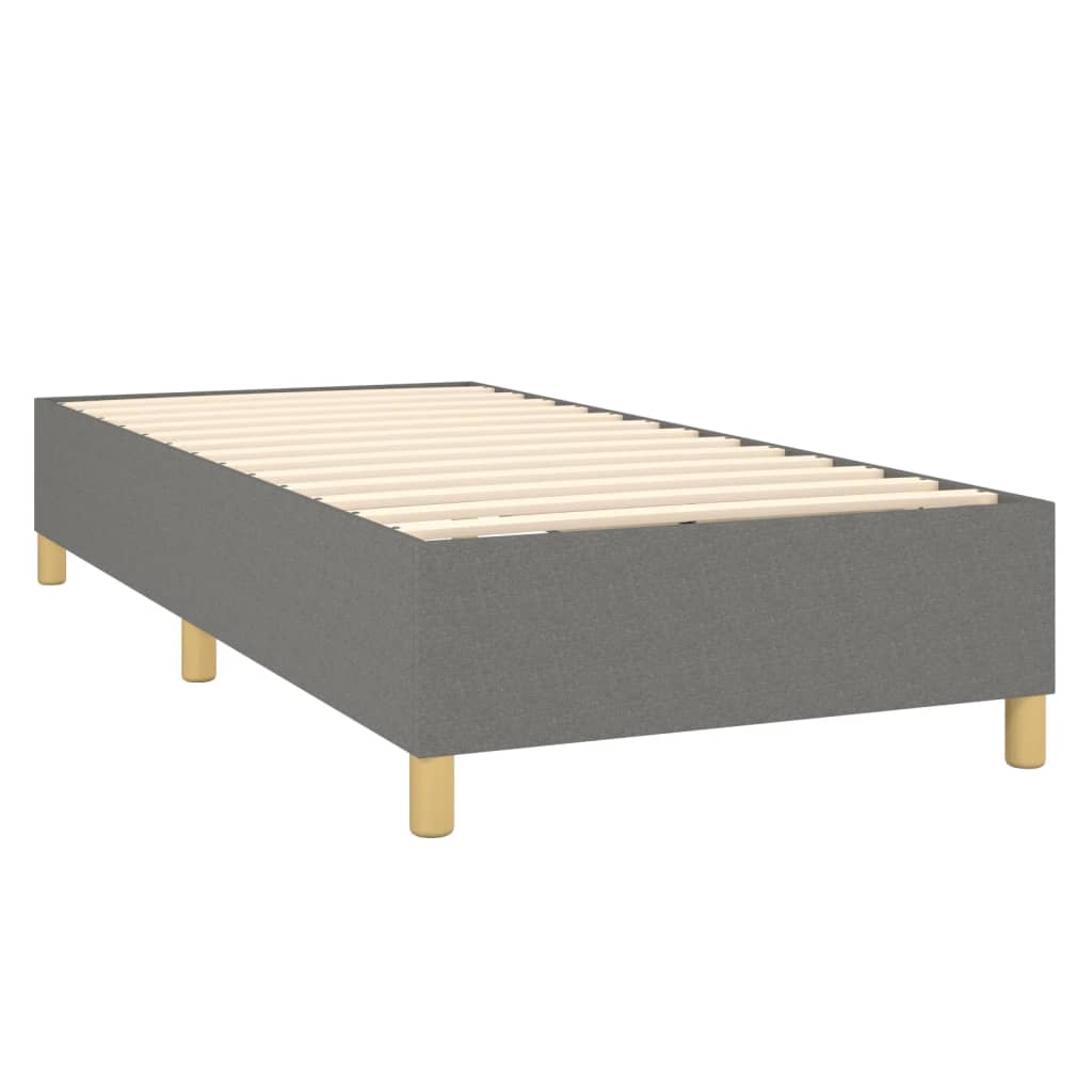 vidaXL Cama box spring colchón y luces LED tela gris oscuro 90x200 cm