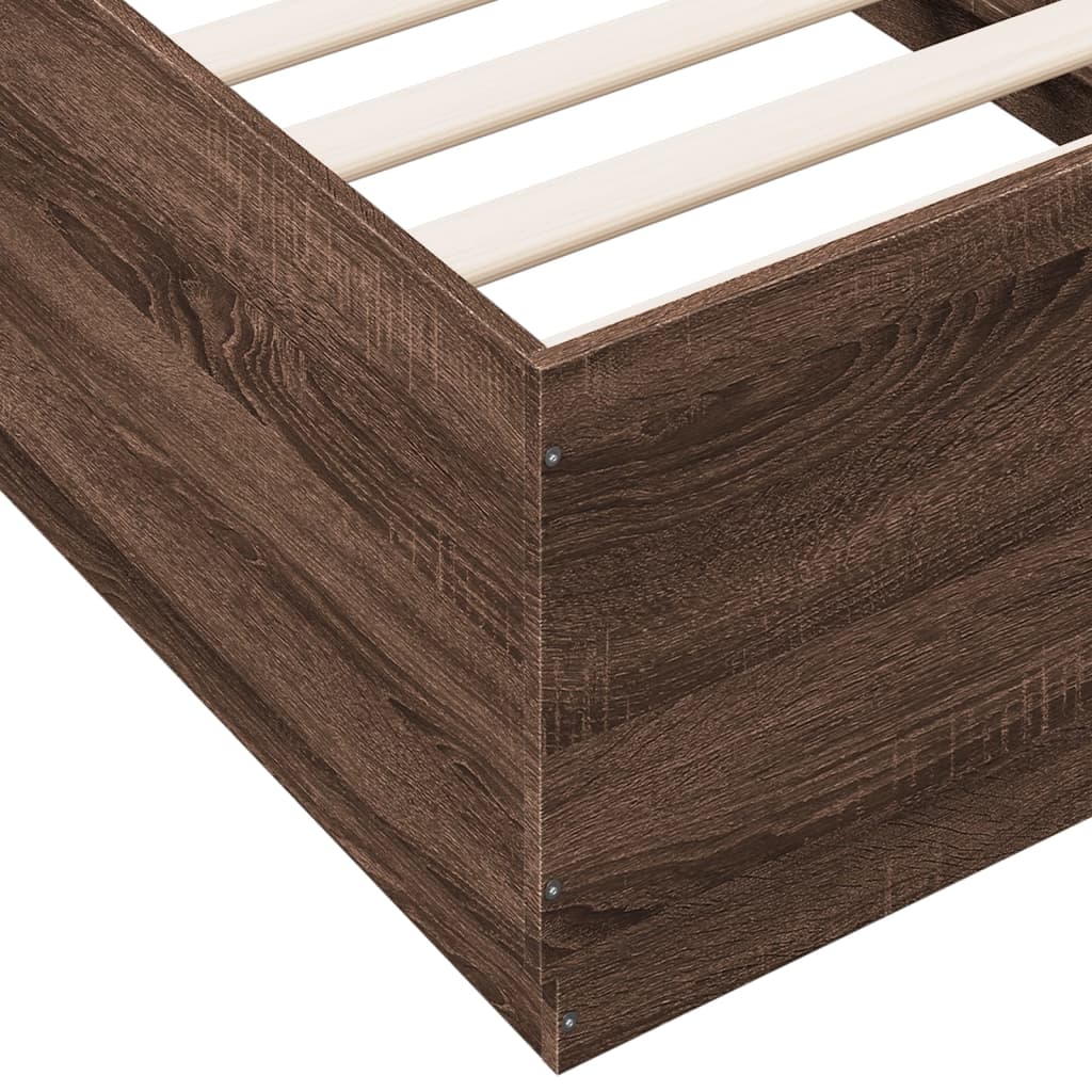 vidaXL Estructura de cama madera de ingeniería roble marrón 75x190 cm