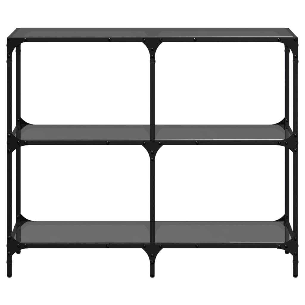 vidaXL Mesa consola con superficie de vidrio negro acero 98x30x81 cm