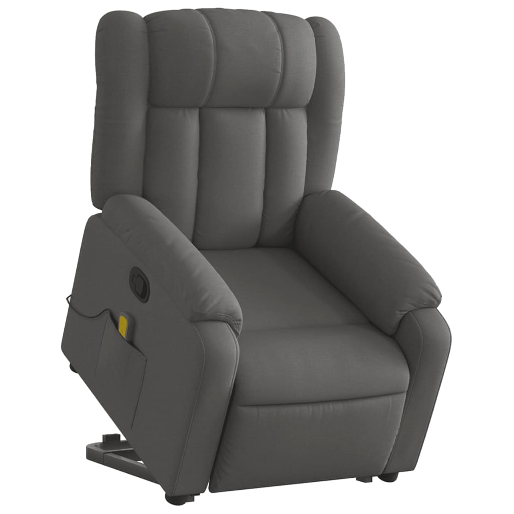 vidaXL Silla de masaje reclinable de pie de tela gris oscuro