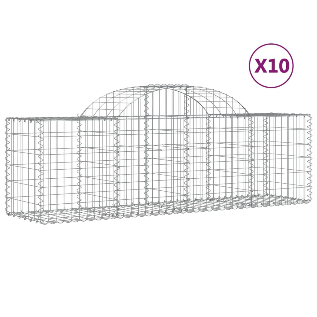 vidaXL Cestas de gaviones 10 uds forma de arco hierro 200x50x60/80 cm