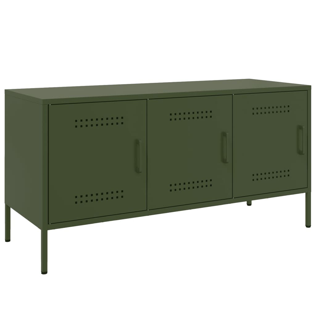 vidaXL Mueble de TV de acero verde oliva 100,5x39x50,5 cm