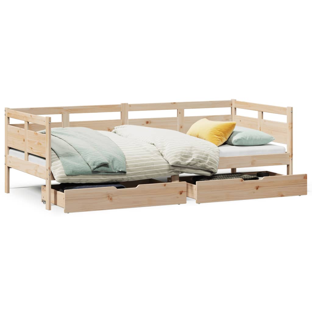 vidaXL Sofá cama con cajones madera maciza de pino 80x200 cm