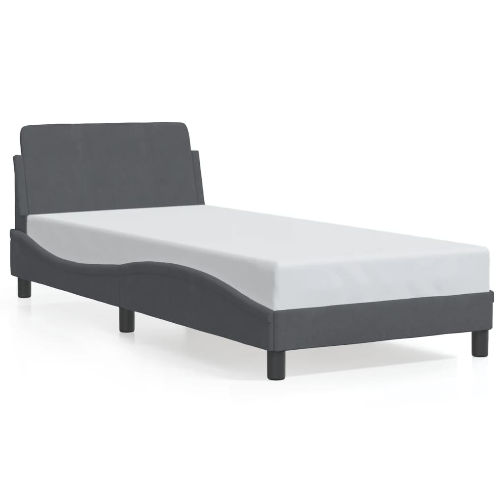 vidaXL Estructura de cama sin colchón terciopelo gris oscuro 90x200 cm