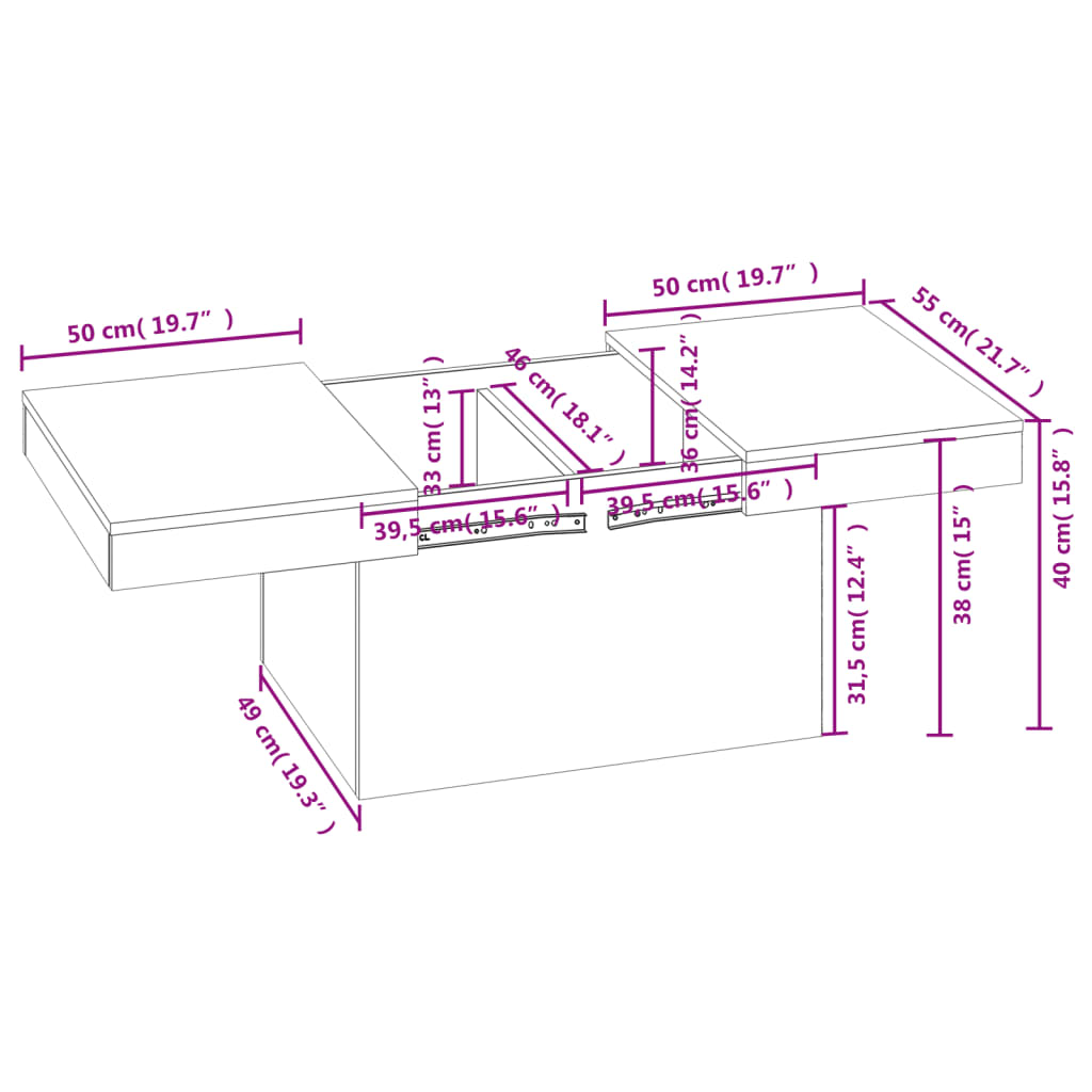 vidaXL Mesa de centro madera de ingeniería gris Sonoma 100x55x40 cm