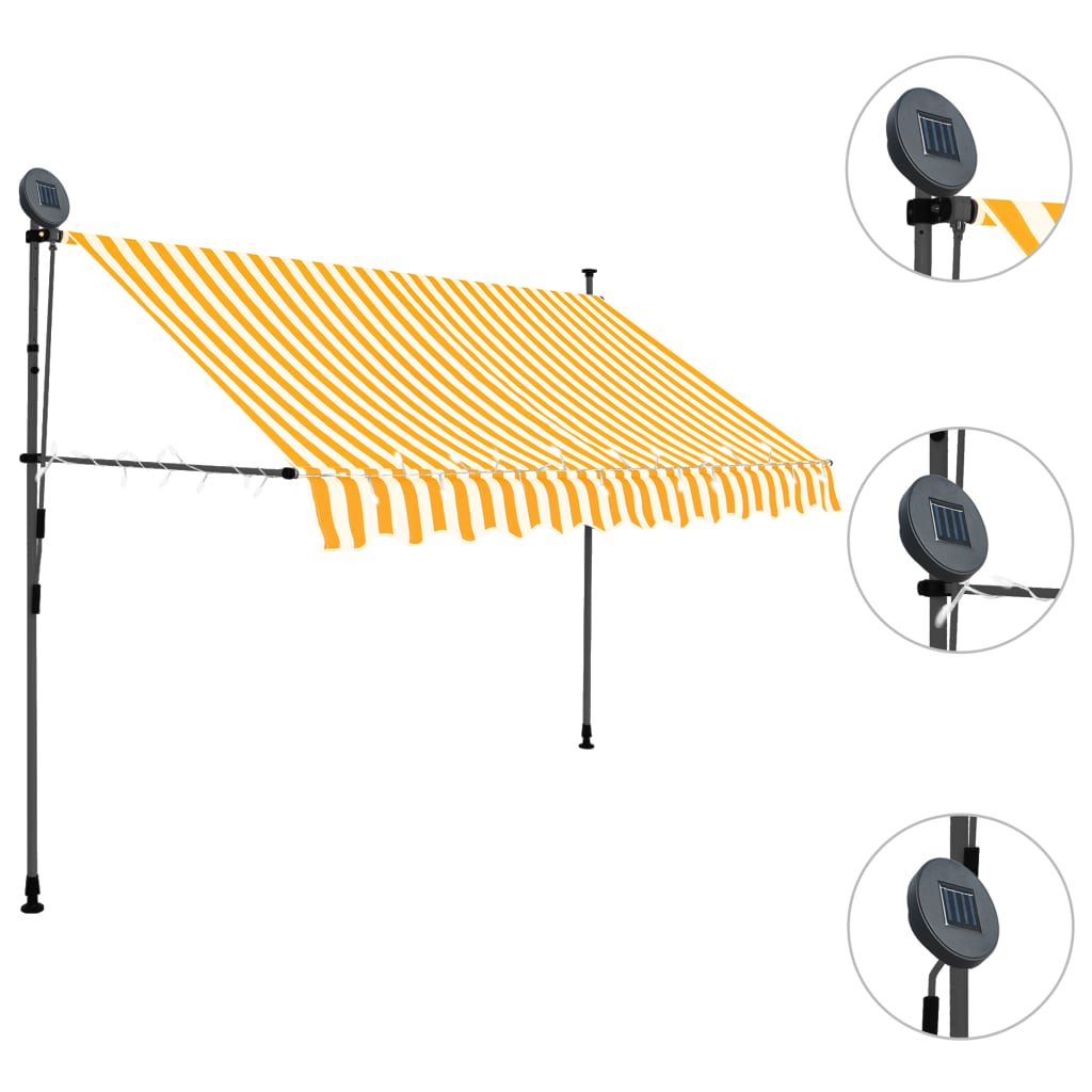 vidaXL Toldo manual retráctil con LED blanco y naranja 300 cm