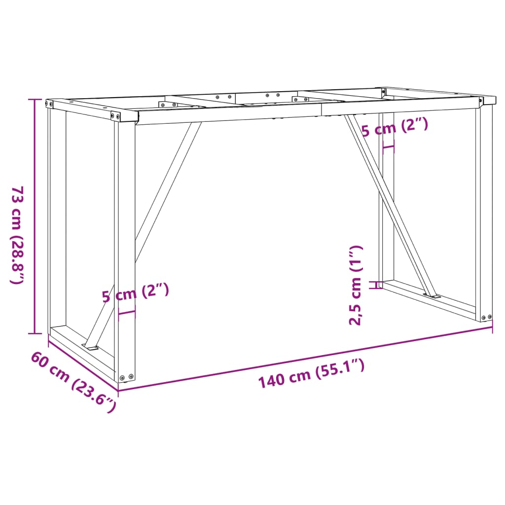 vidaXL Patas de mesa comedor estructura O hierro fundido 140x60x73 cm