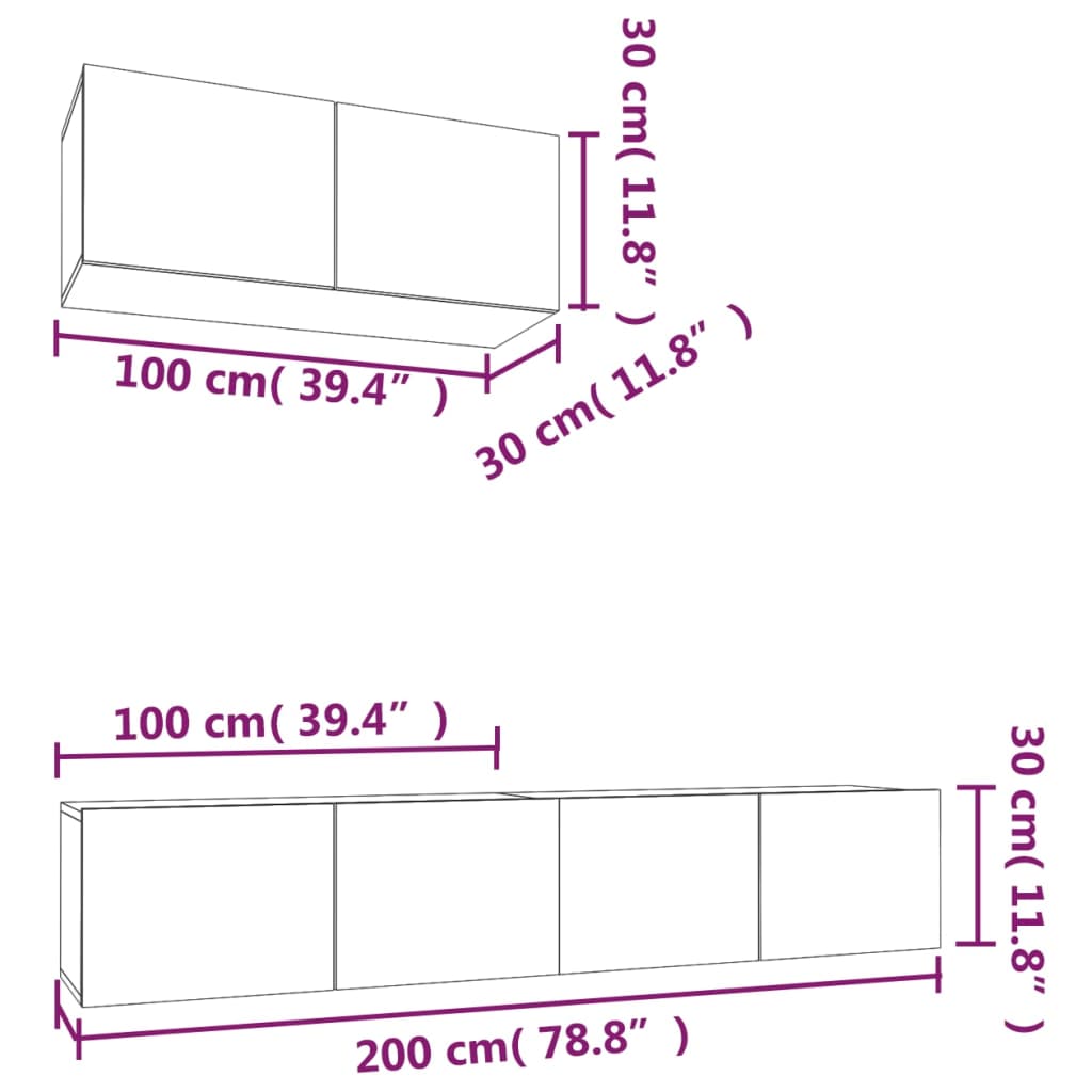 vidaXL Set de muebles de TV 3 pzas madera contrachapada blanco brillo