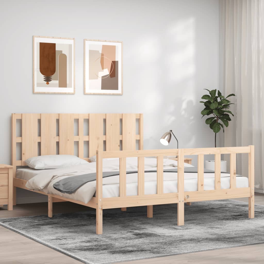 vidaXL Estructura de cama con cabecero madera maciza 160x200 cm