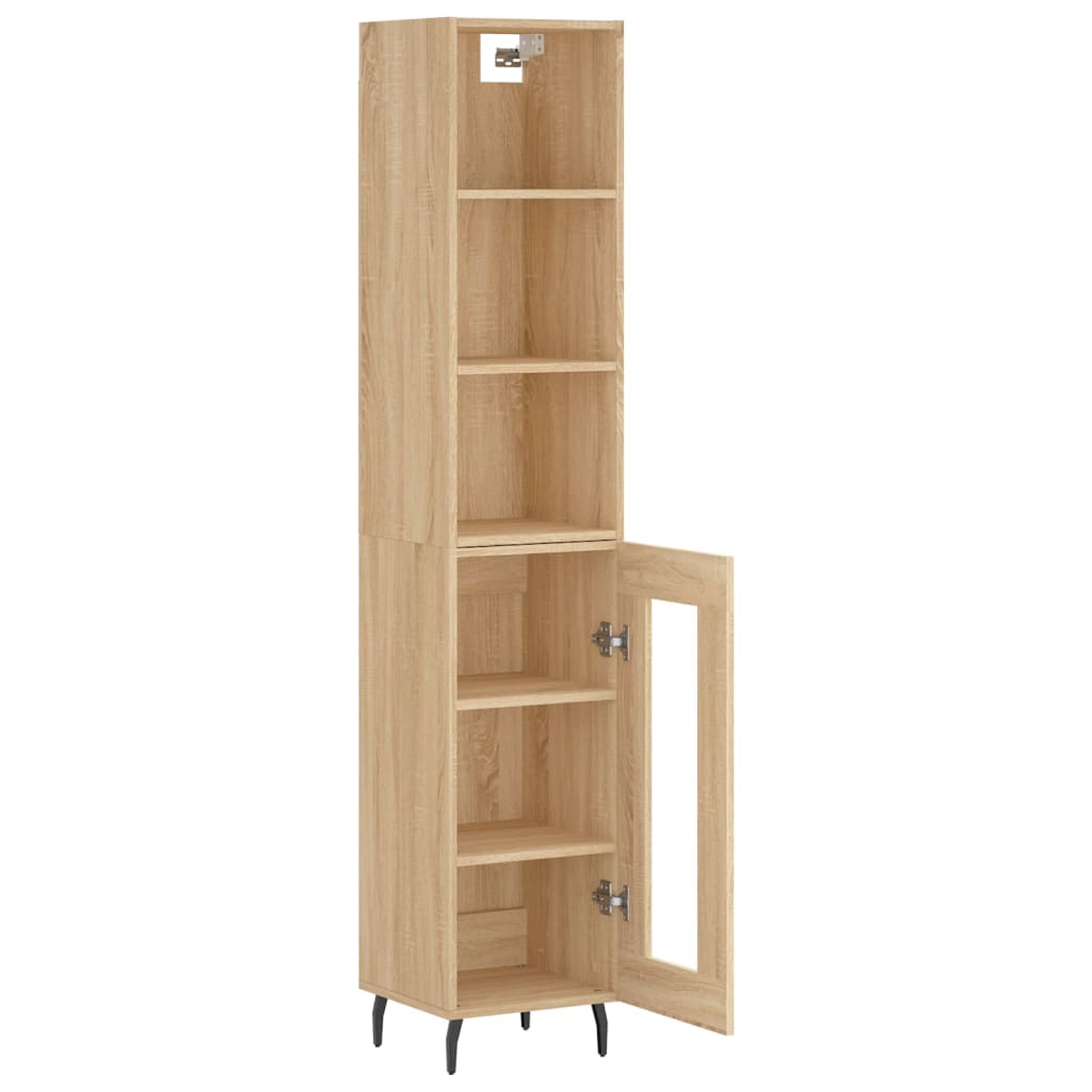 vidaXL Aparador de madera contrachapada roble Sonoma 34,5x34x180 cm