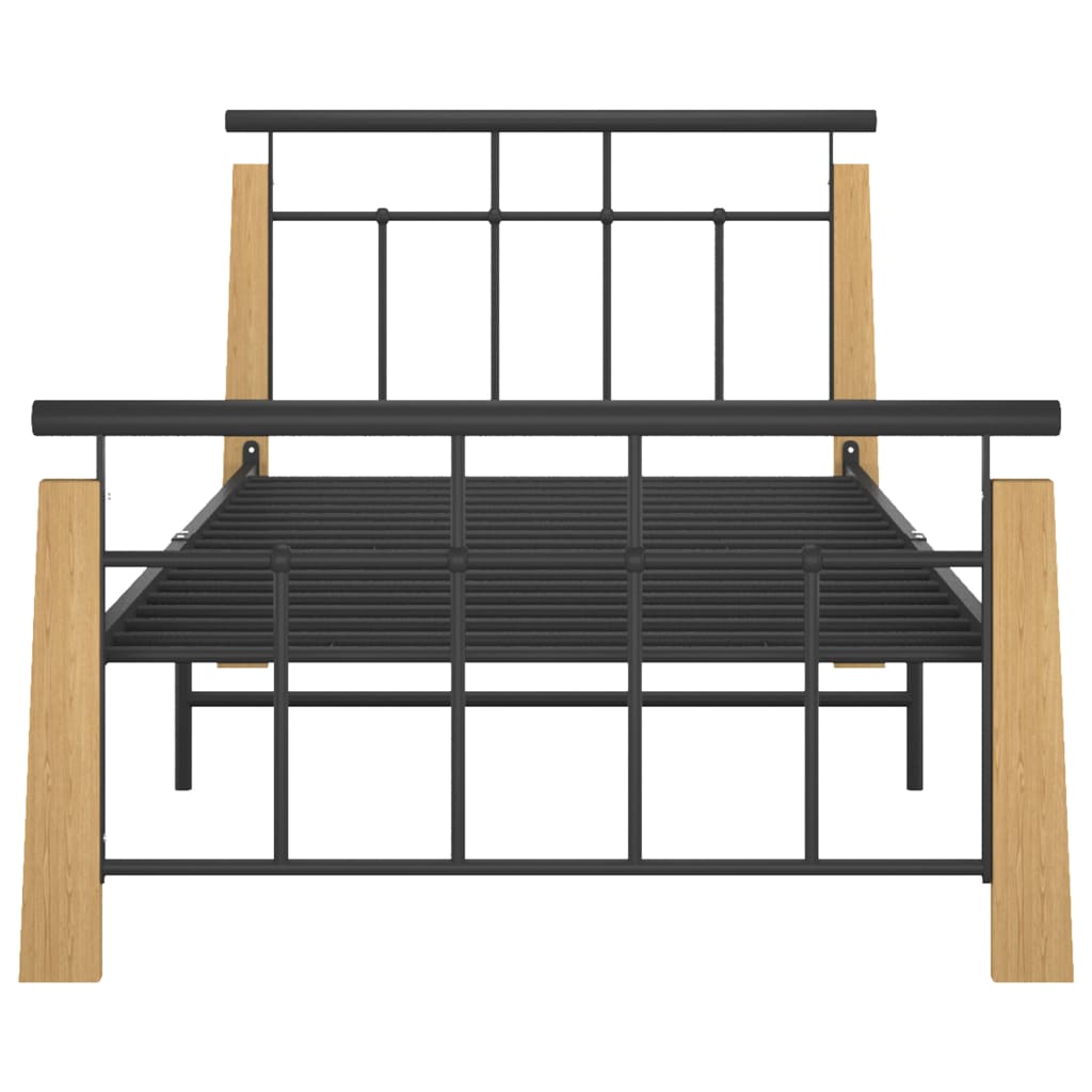 vidaXL Estructura de cama sin colchón metal madera de roble 100x200 cm