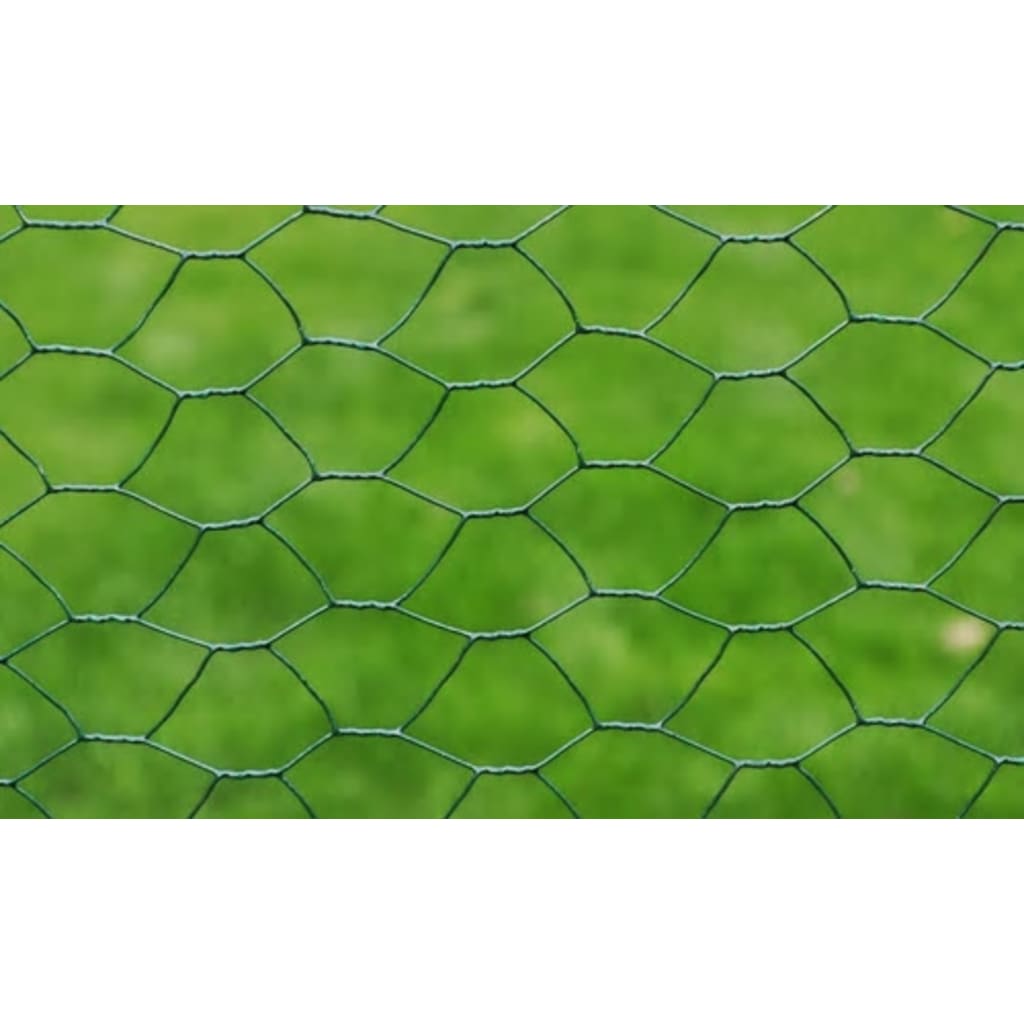 vidaXL Alambrada de gallinero con revestimiento PVC verde 25x0,5 m