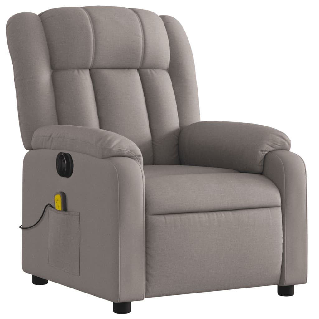 vidaXL Sillón reclinable de masaje eléctrico tela gris taupe
