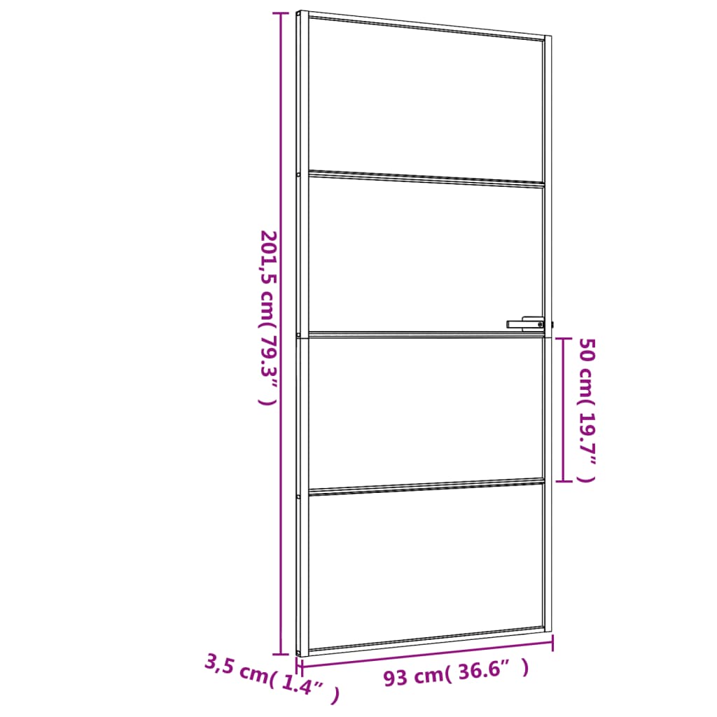 vidaXL Puerta interior delgada negra vidrio y aluminio 93x201,5 cm