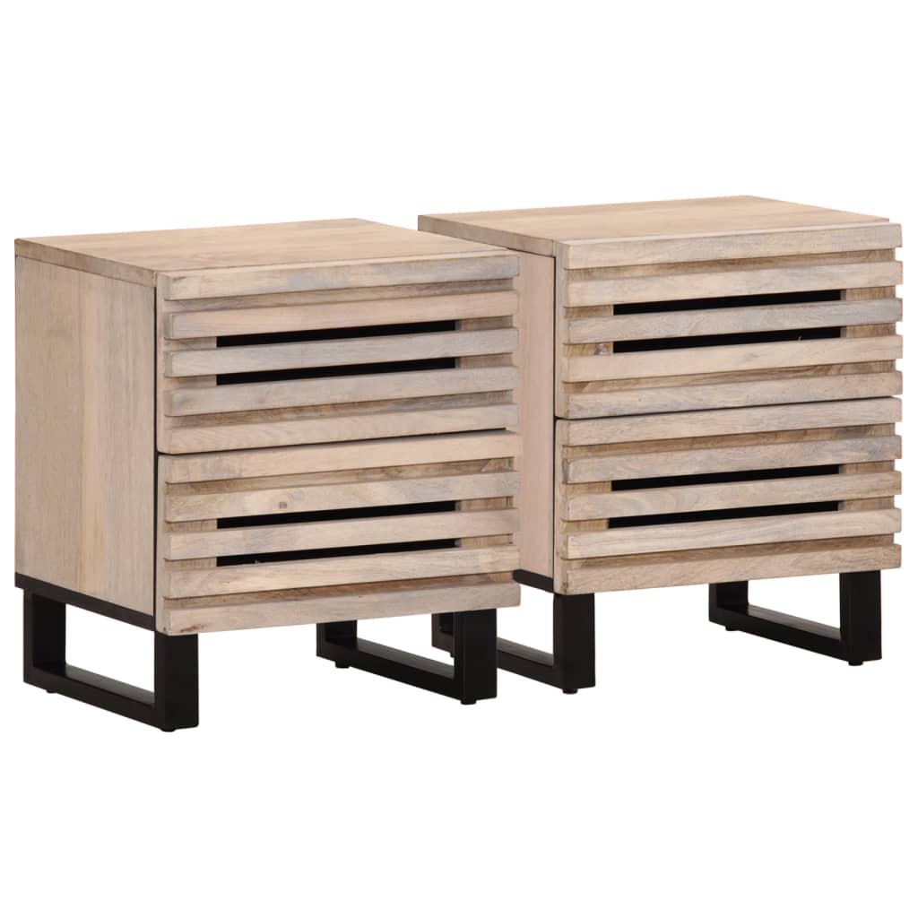 vidaXL Mesitas de noche 2 uds madera de mango blanqueado 40x34x46 cm