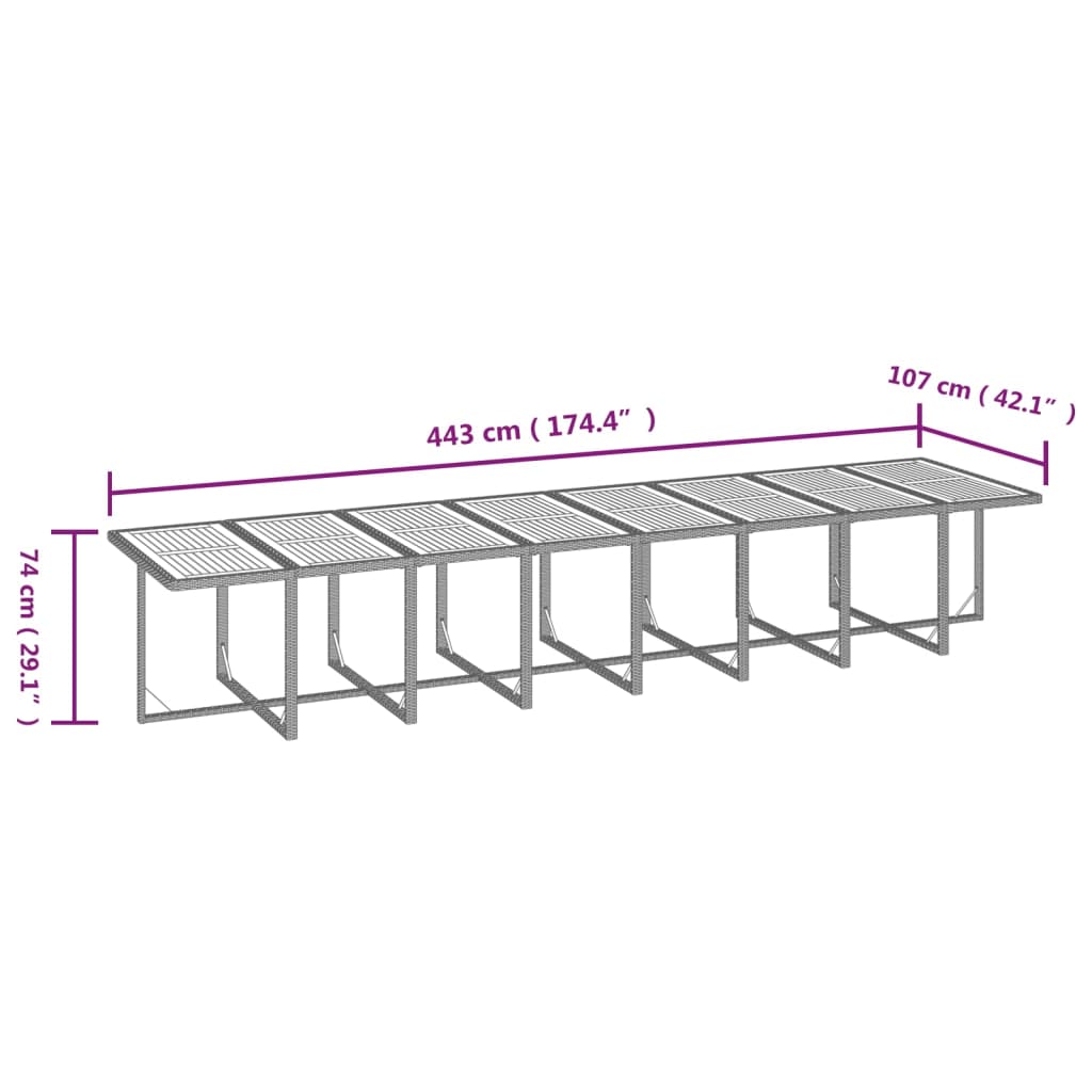 vidaXL Set de comedor jardín 21 pzas con cojines ratán sintético negro