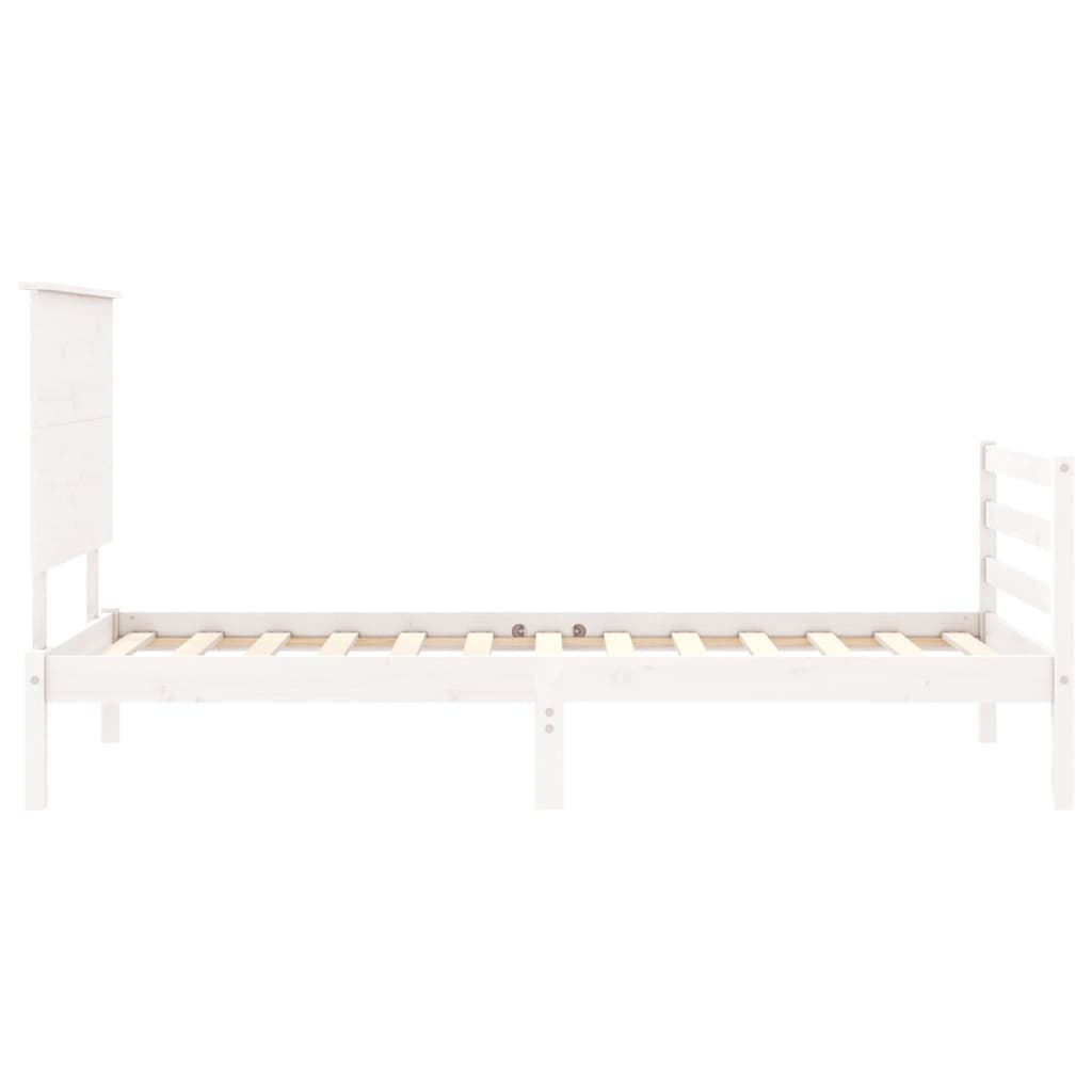 vidaXL Estructura de cama con cabecero madera maciza blanco