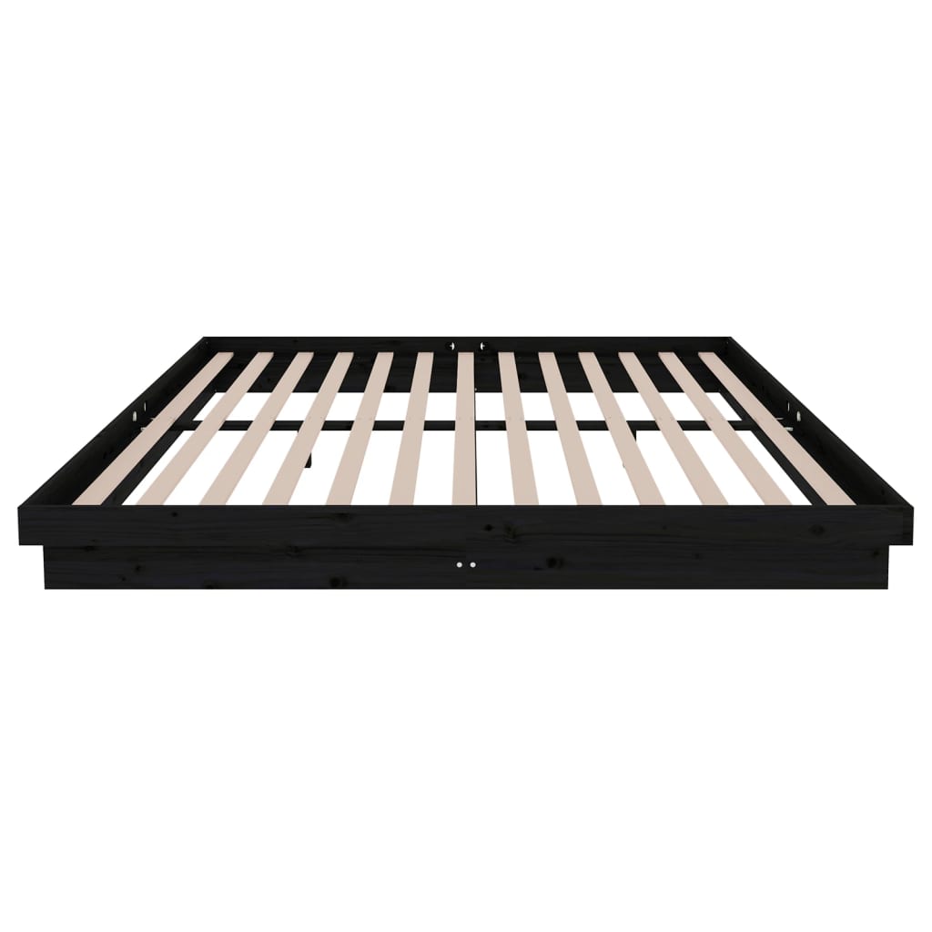 vidaXL Estructura de cama de madera maciza negro 200x200 cm