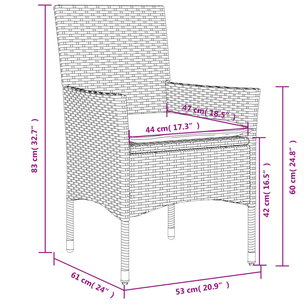 vidaXL Set comedor jardín 9 pzas y cojines ratán sintético vidrio gris