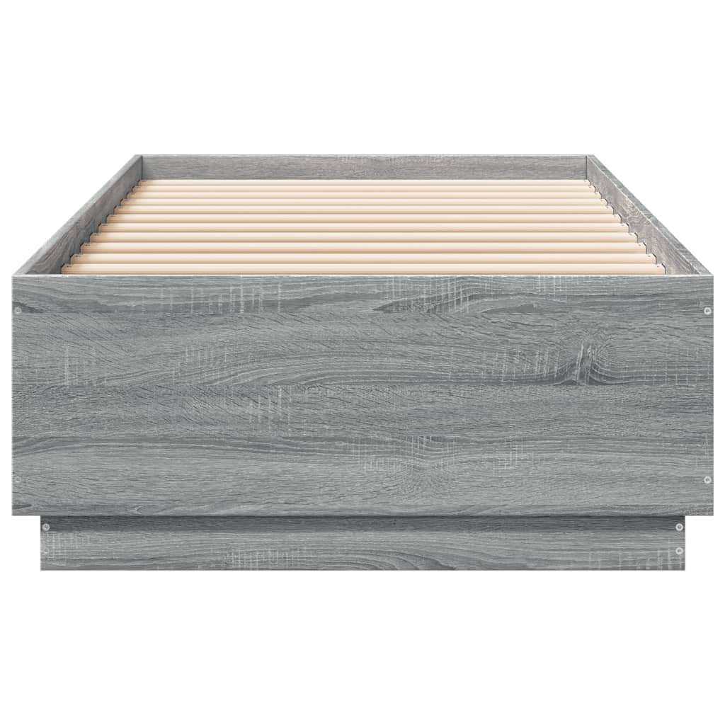 vidaXL Estructura cama con luces LED madera gris Sonoma 100x200 cm