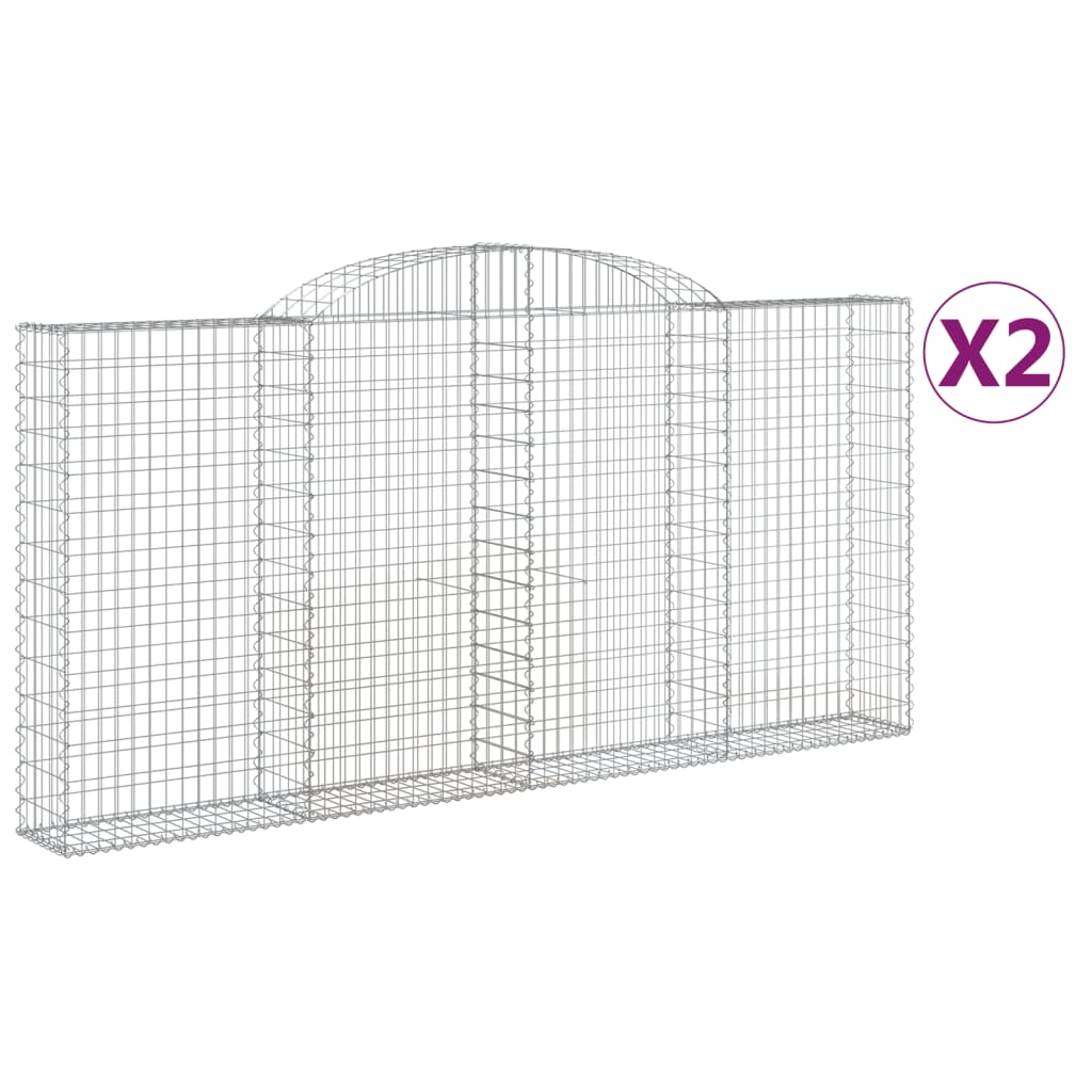 vidaXL Cestas de gaviones 2 uds forma de arco hierro 300x30x140/160 cm