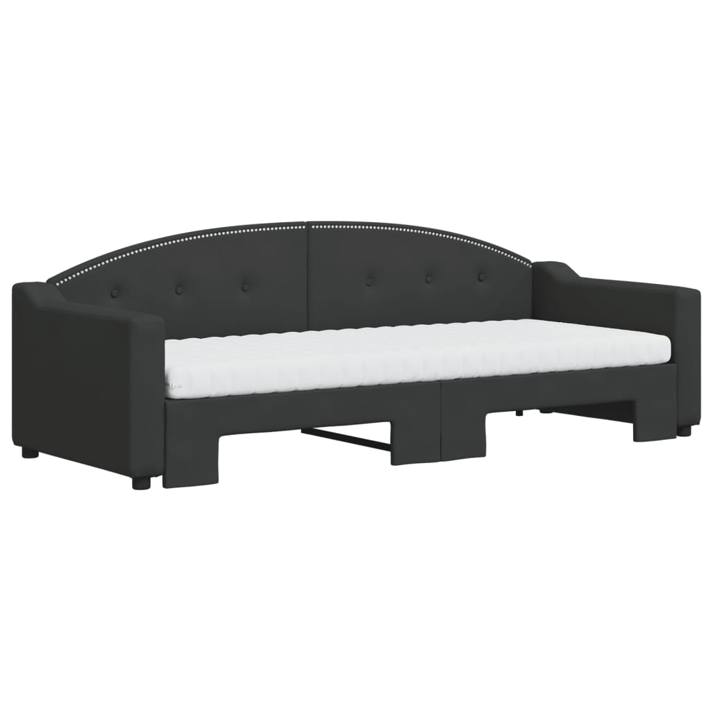 vidaXL Sofá cama nido con colchón tela negro 80x200 cm