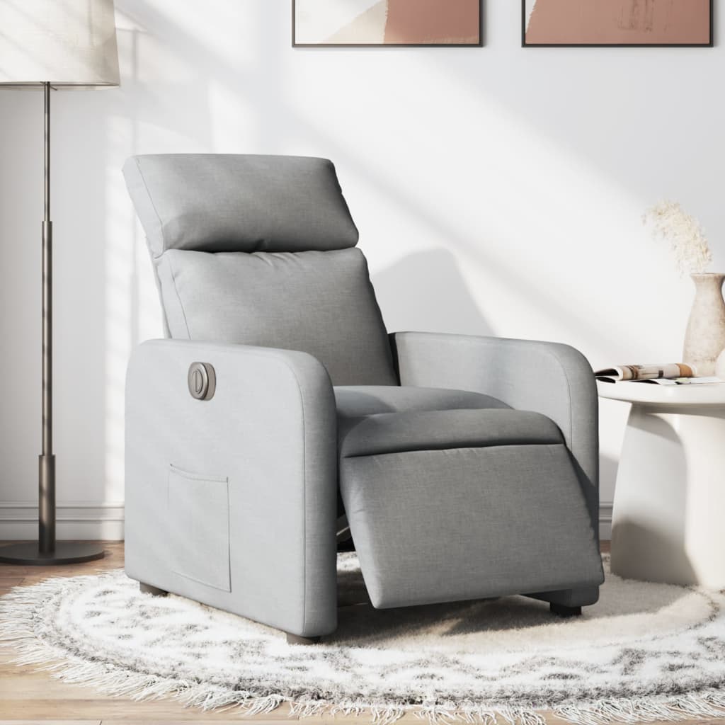 vidaXL Sillón reclinable eléctrico tela gris claro