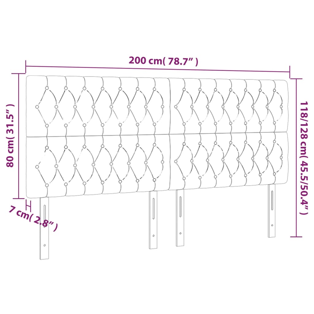 vidaXL Cabeceros 4 unidades de terciopelo rosa 100x7x78/88 cm